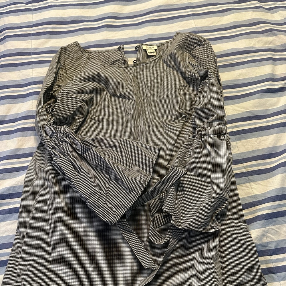 J. Crew Green Ruffled 3/4 Sleeve Blouse